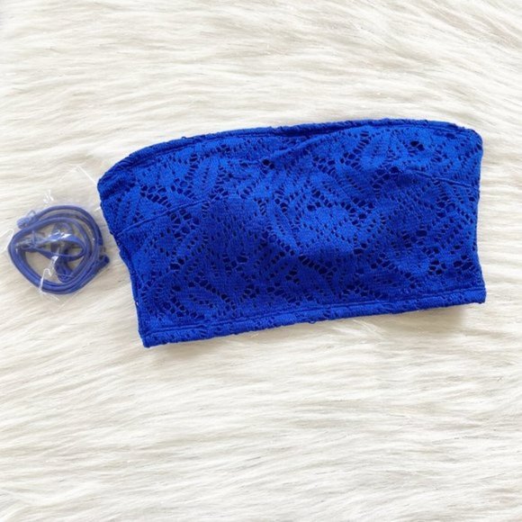 aerie Other - NEW Aerie Blue Lace Longline Bandeau Bikini Top
